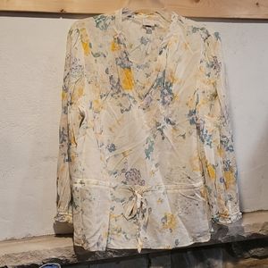 Summer Floral Print Long Sleeve Blouse